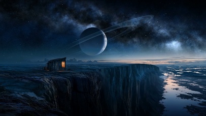 星空下木屋