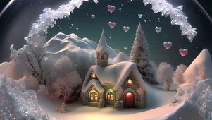 可爱雪景水晶玻璃球带鱼屏