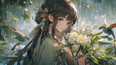 4K 摘花女孩