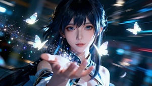 蝶芒间玄裳少女