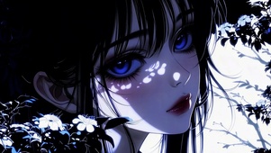 暗夜花影蓝瞳动漫美少女