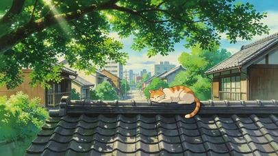 屋顶乘凉的猫咪
