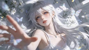 白发蝴蝶女孩