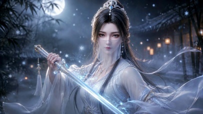 古风月下持剑清冷美人