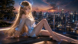 日落天台发光精灵美少女