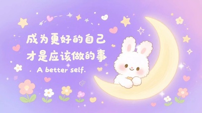 紫色可爱卡通小兔子文字