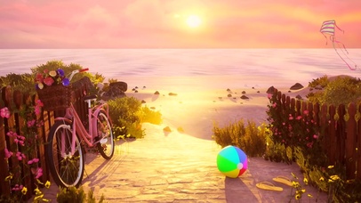 日落景色舒适的海滩