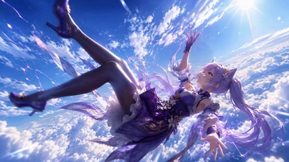 云端飘落紫发二次元美少女