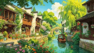 唯美绿色水乡