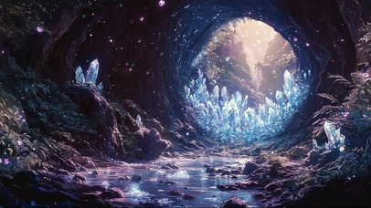 幽静山川水晶洞穴