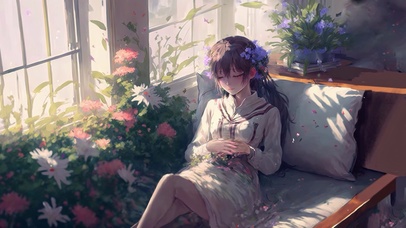 阳光下睡觉的女孩