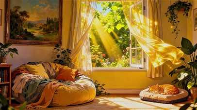 午后晒着太阳小憩的猫咪