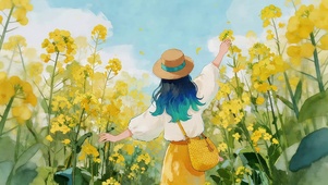 油菜花田女孩