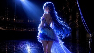 聚光灯下蓝发二次元美少女