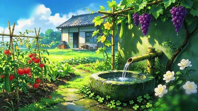 葡萄藤下的流水井