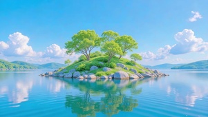护眼湖中小岛