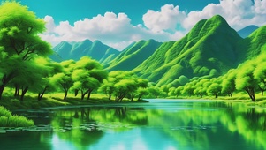 绿色护眼山清水秀风光好