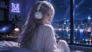 星空白发少女