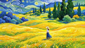 油画秋季树木