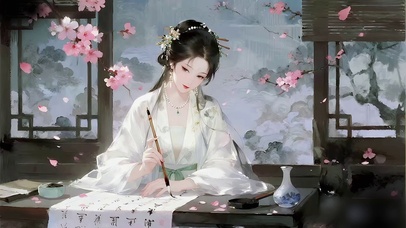 古风美女-素袖染墨