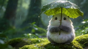 雨中撑伞小精灵