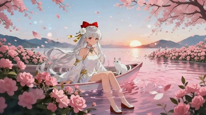 舟畔边银樱少女(4K动态静音）