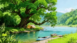 大树下河流