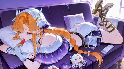 吃西瓜的精灵美少女西格莉卡