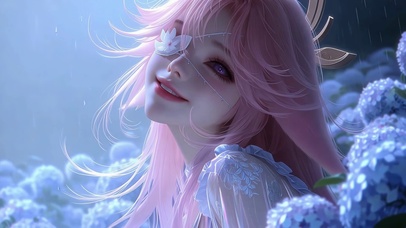 雨雾粉发女孩八重神子