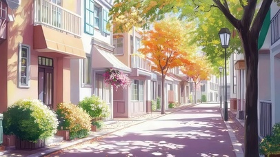 梦幻粉色午后城市街道