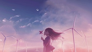 少女与晚霞