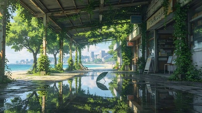 被遗弃的复古海边老店