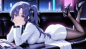 赛博都市紫发二次元美少女