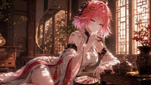 暖阁粉发少女
