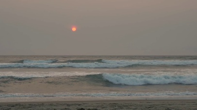 莫奈风海边落日图
