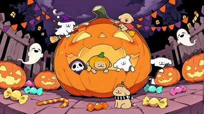 线条小狗的欢乐万圣节