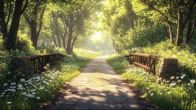 清新绿色公园的午后