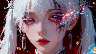 银发双马尾的炫彩少女