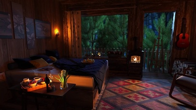 雨声中舒适的树屋入眠