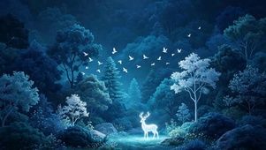 夜景山中麋鹿