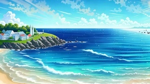 海景沙滩带鱼屏