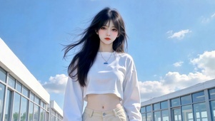 晴空下的清纯少女