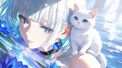 蓝眸与雪猫