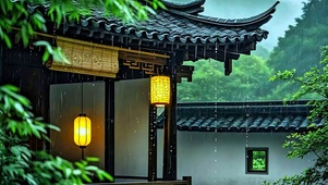 庭院小雨4K