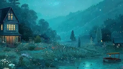 夜景树木带鱼屏