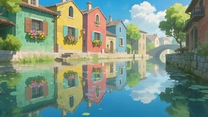 蓝天阳光静谧河岸