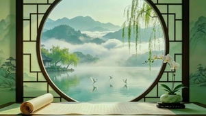 氛围感拉满！云雾山水新中式窗景