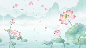 荷花远山大雁