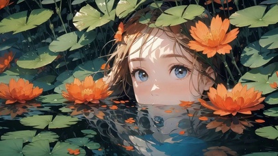 夏日池塘女孩
