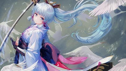 银发恬静和服女神武士